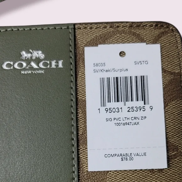 Coach Signature PVC Leather Corner Zip Wristlet - Picture 5 of 5